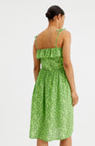 Green Floral Print Strappy Midi Dress