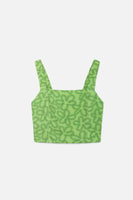 Green Floral Print Crop Top