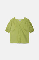 Puff Sleeve V Neck Woven