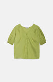 Puff Sleeve V Neck Woven