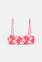 Red Floral Print Bandeau Bikini Top