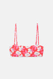Red Floral Print Bandeau Bikini Top