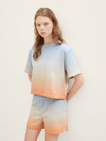 Ombre Cropped Short Sleeve Sweatshirt