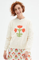 Flower Print Plush Sweatshirt