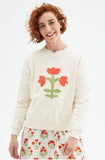 Flower Print Plush Sweatshirt