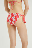 Red Flower Classic Bikini Bottoms with Tie