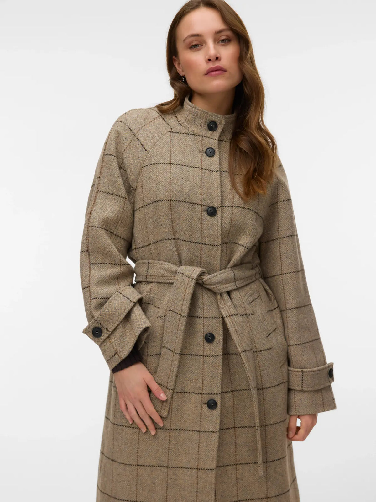 Gemma Long Wool-Blend Coat - Light Grey Melange