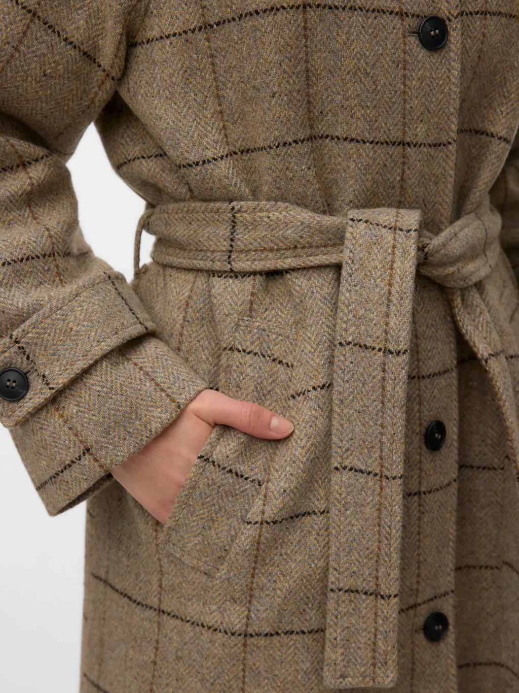Gemma Long Wool-Blend Coat - Light Grey Melange
