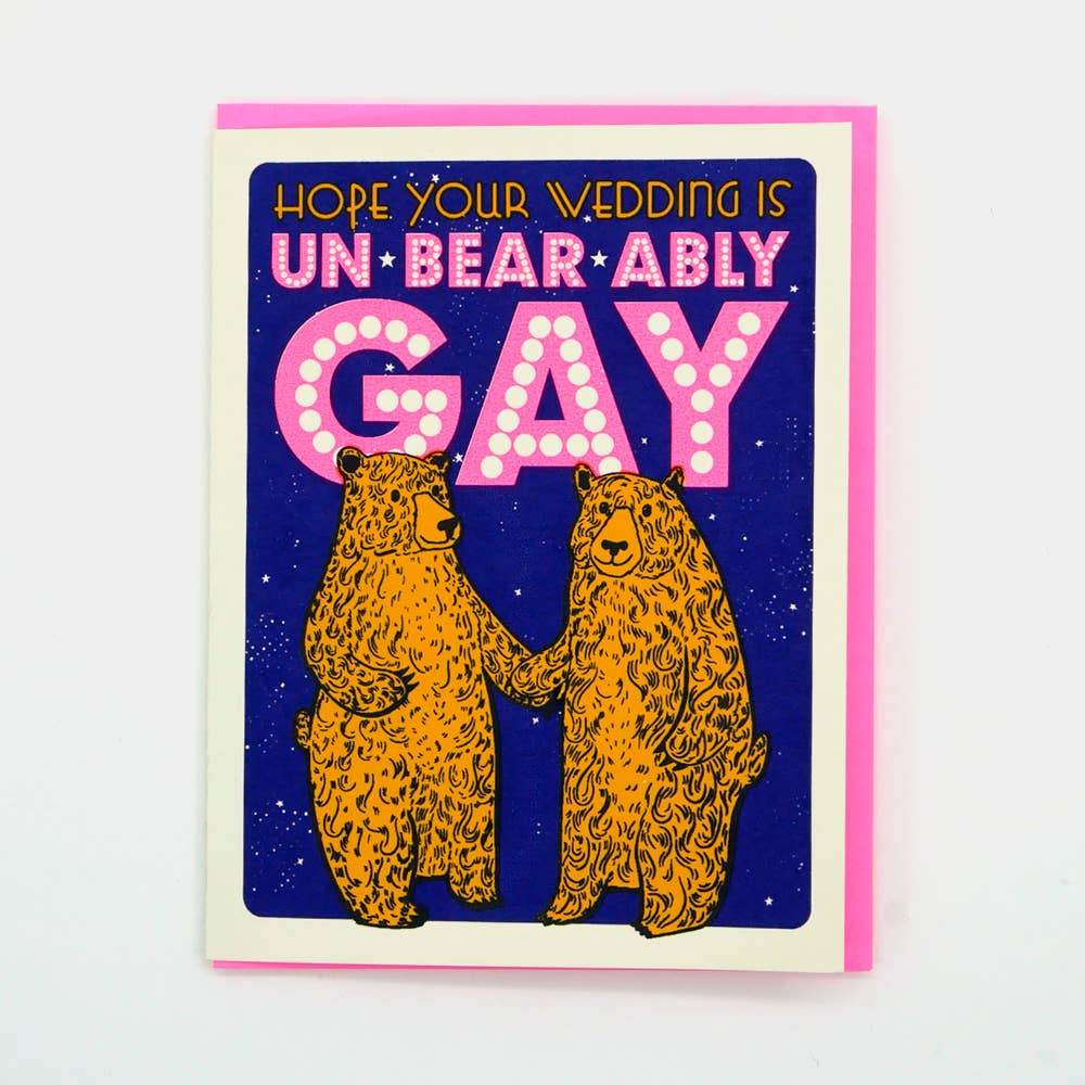 Un-Bear-Ably Gay Wedding Greeting Card