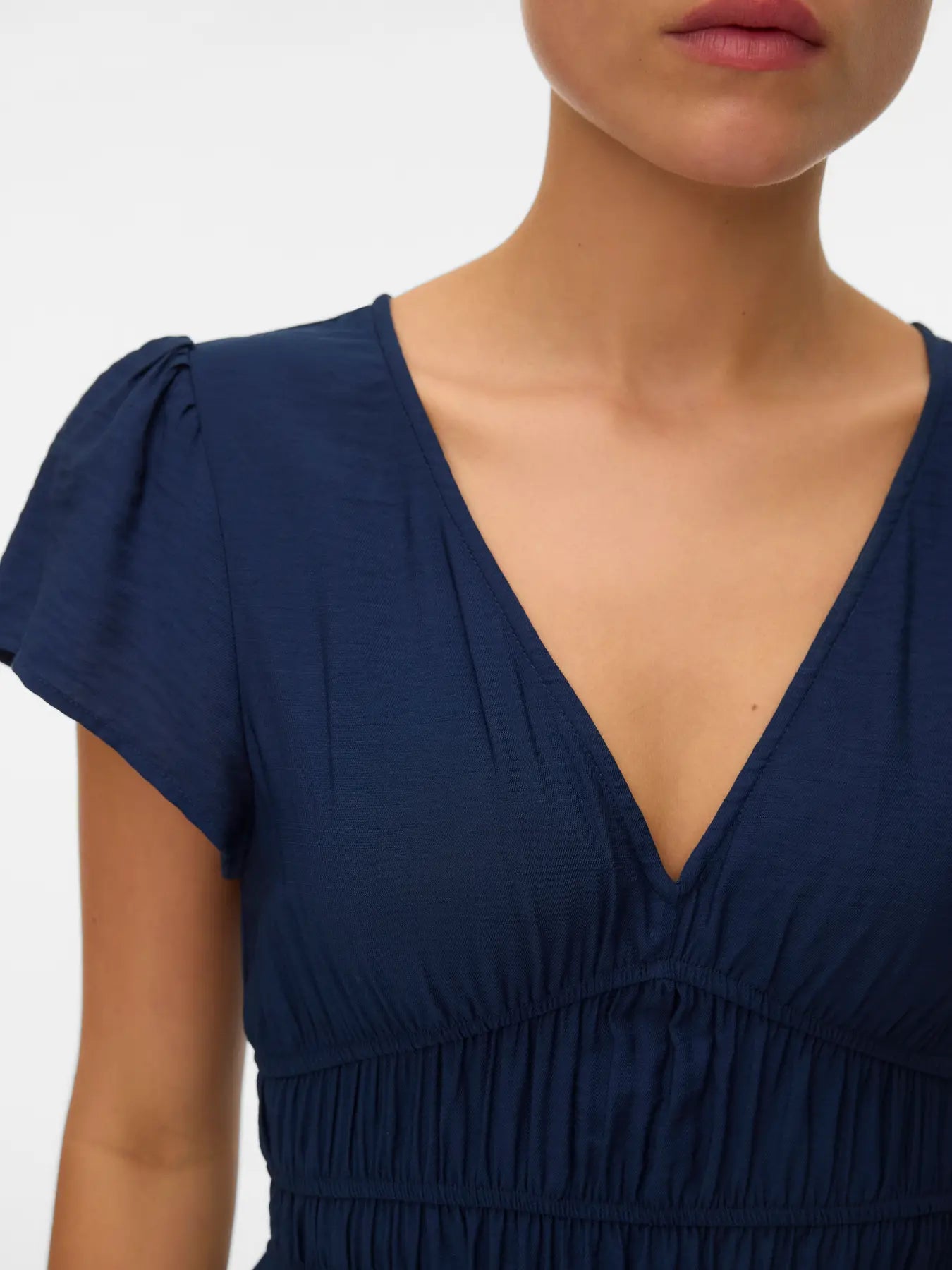Nellie V-Neck Short Sleeve Dress - Navy Blazer