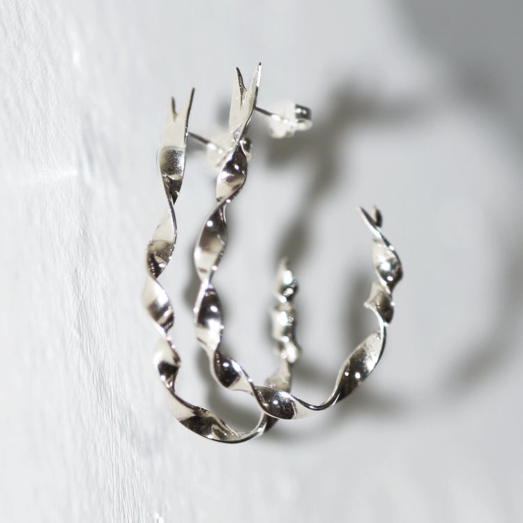 Twisted Ribbon Half Hoops - Large