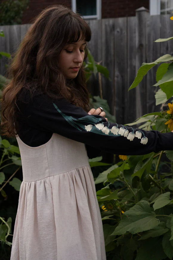 Lily of the Valley Long Sleeve Tee - Black