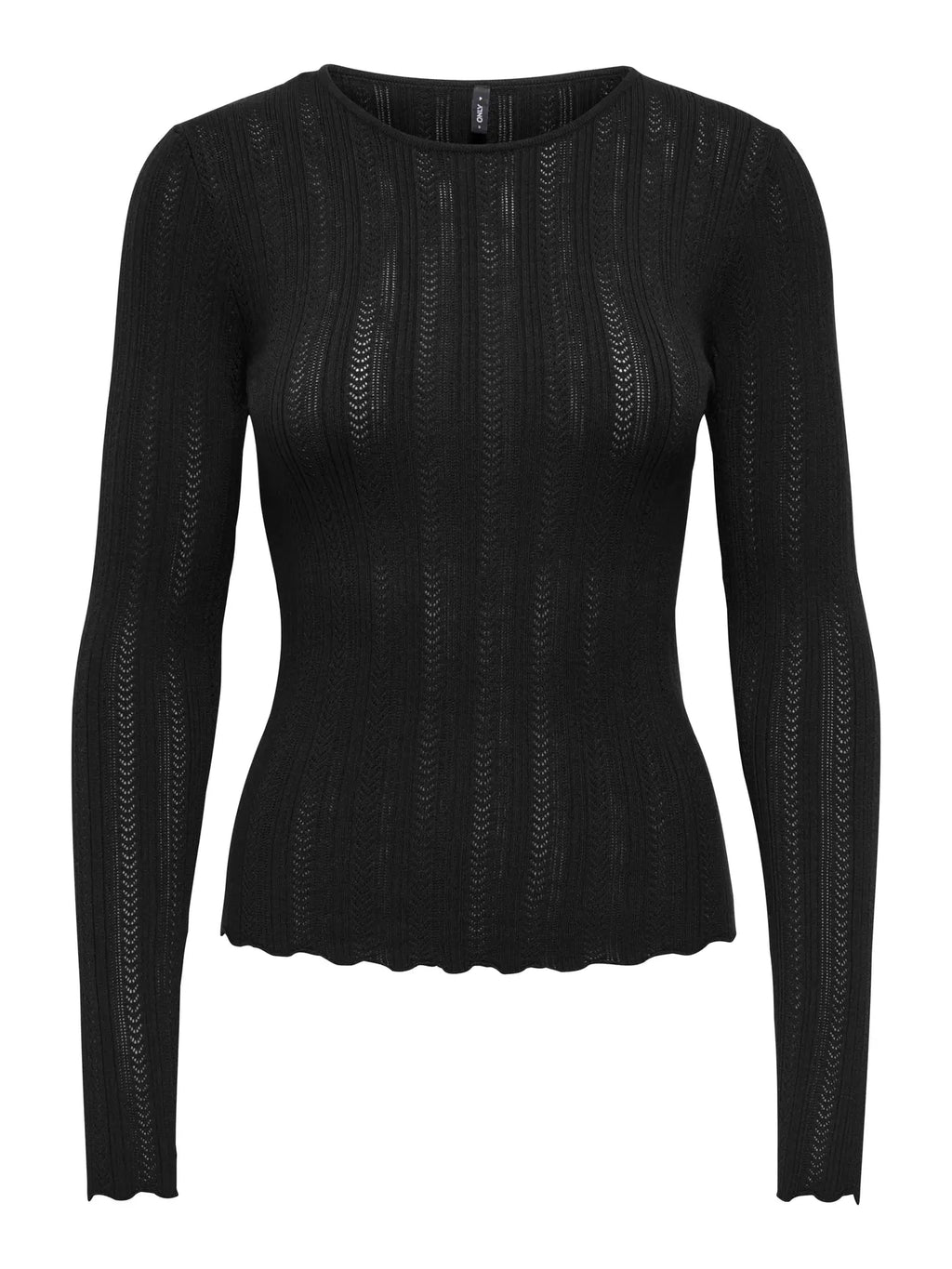 Aloha Pointelle O-Neck Knit Top