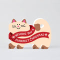 Merry Christmas Cat Die Cut Greeting Card