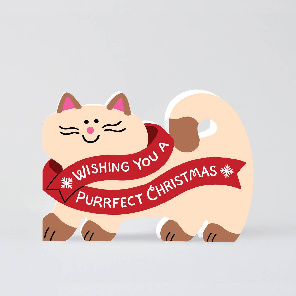 Merry Christmas Cat Die Cut Greeting Card