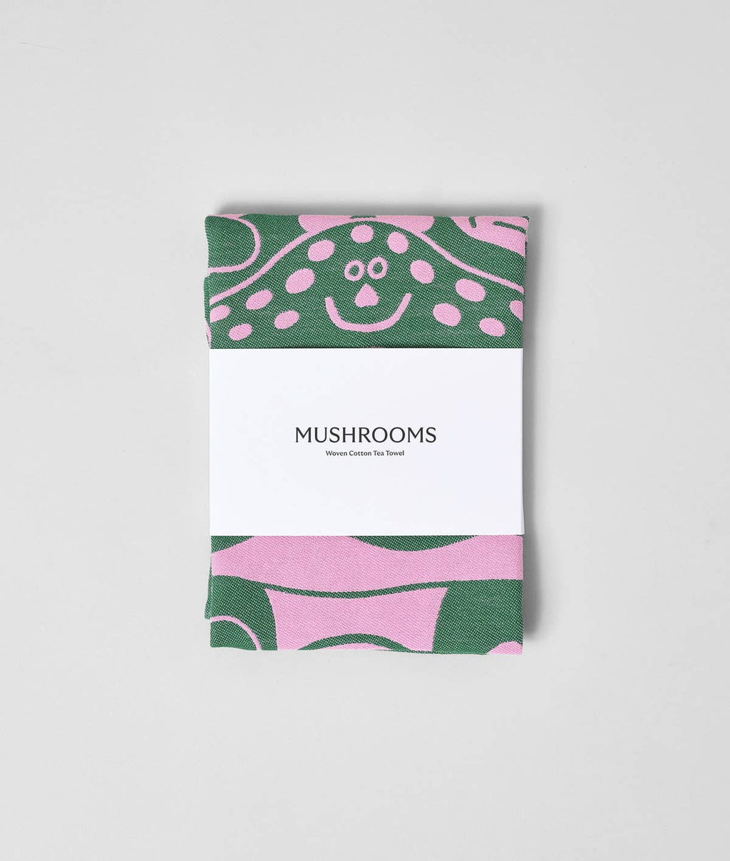 Mushrooms Woven Cotton Tea Towel