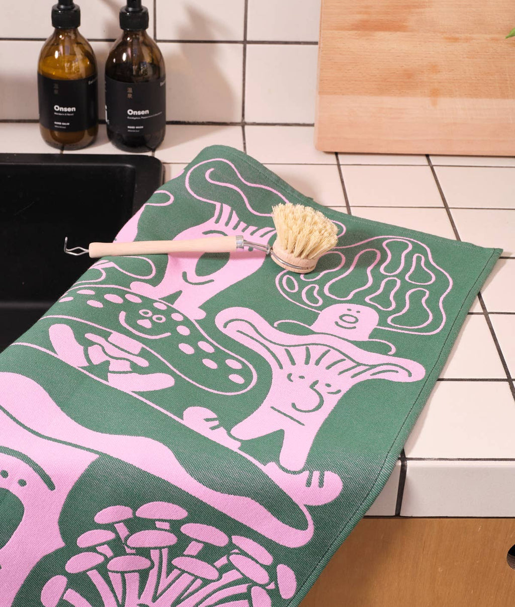 Mushrooms Woven Cotton Tea Towel