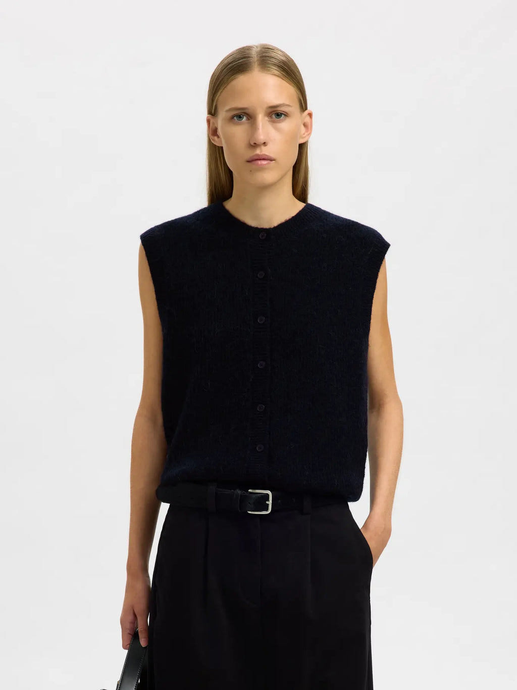 Lulu Button Vest - Dark Sapphire