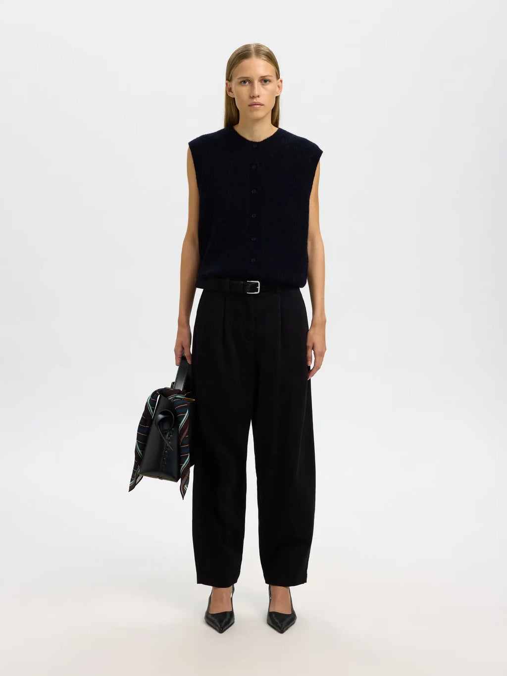 Lulu Button Vest - Dark Sapphire