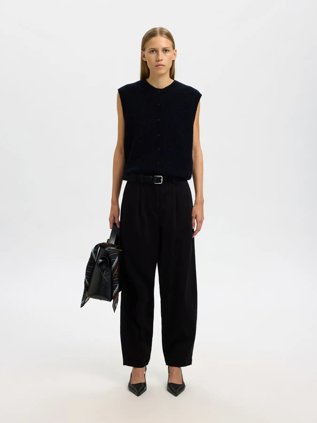 Lulu Button Vest - Dark Sapphire