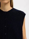 Lulu Button Vest - Dark Sapphire