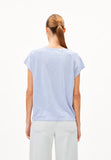 Oneliaa Lovely Stripes Organic Cotton T Shirt - Blue Bloom/Oatmilk