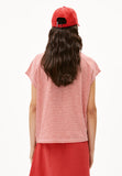 Oneliaa Lovely Stripes Organic Cotton T Shirt - Oatmilk/Coral Blush