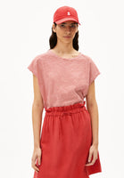 Oneliaa Lovely Stripes Organic Cotton T Shirt - Oatmilk/Coral Blush