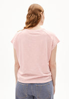 Oneliaa Lovely Stripes Organic Cotton T Shirt - Oatmilk/Deep Rosalilly
