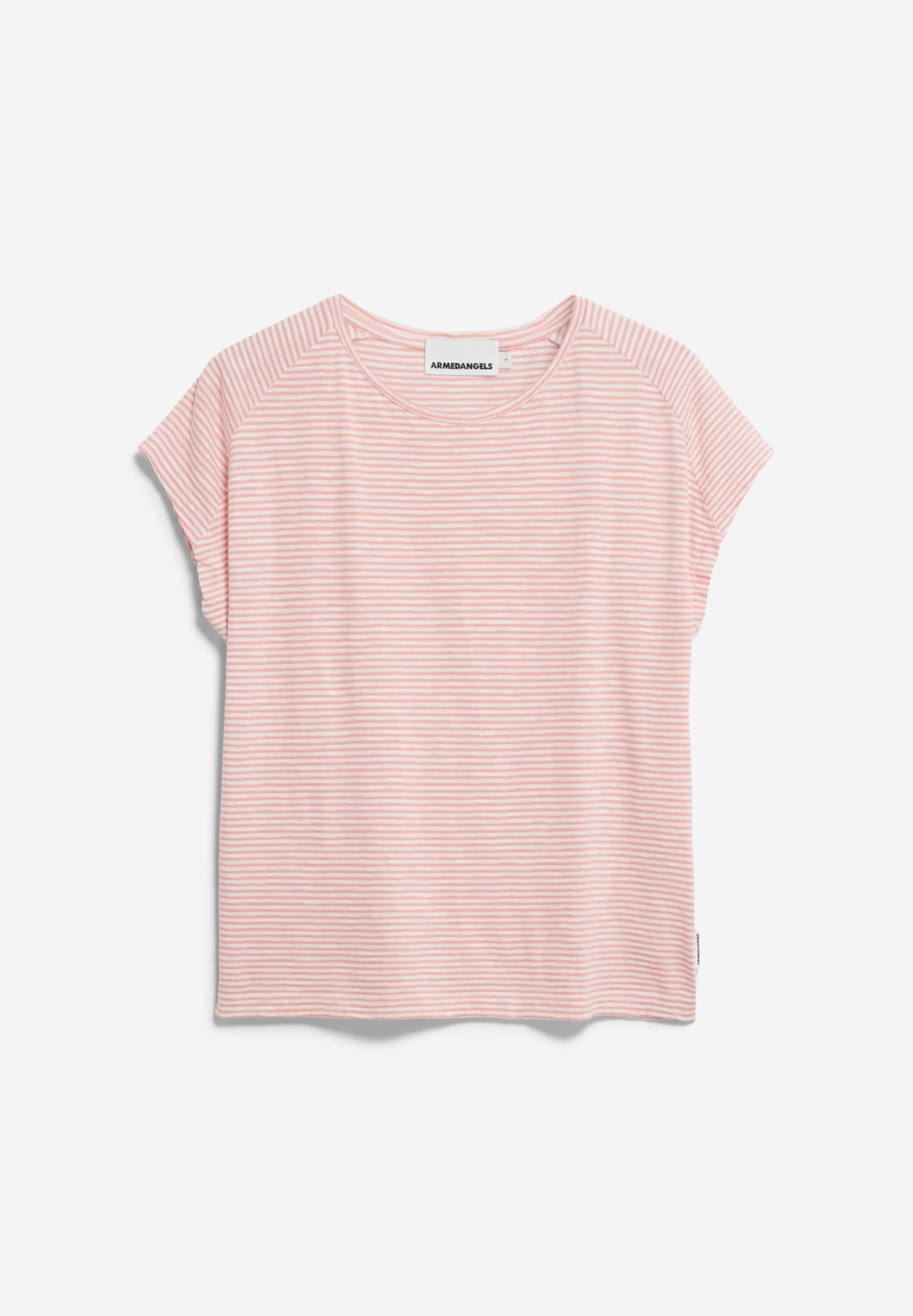 Oneliaa Lovely Stripes Organic Cotton T Shirt - Oatmilk/Deep Rosalilly