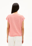 Oneliaa Lovely Stripes Organic Cotton T Shirt - Poppy Red/Oatmilk