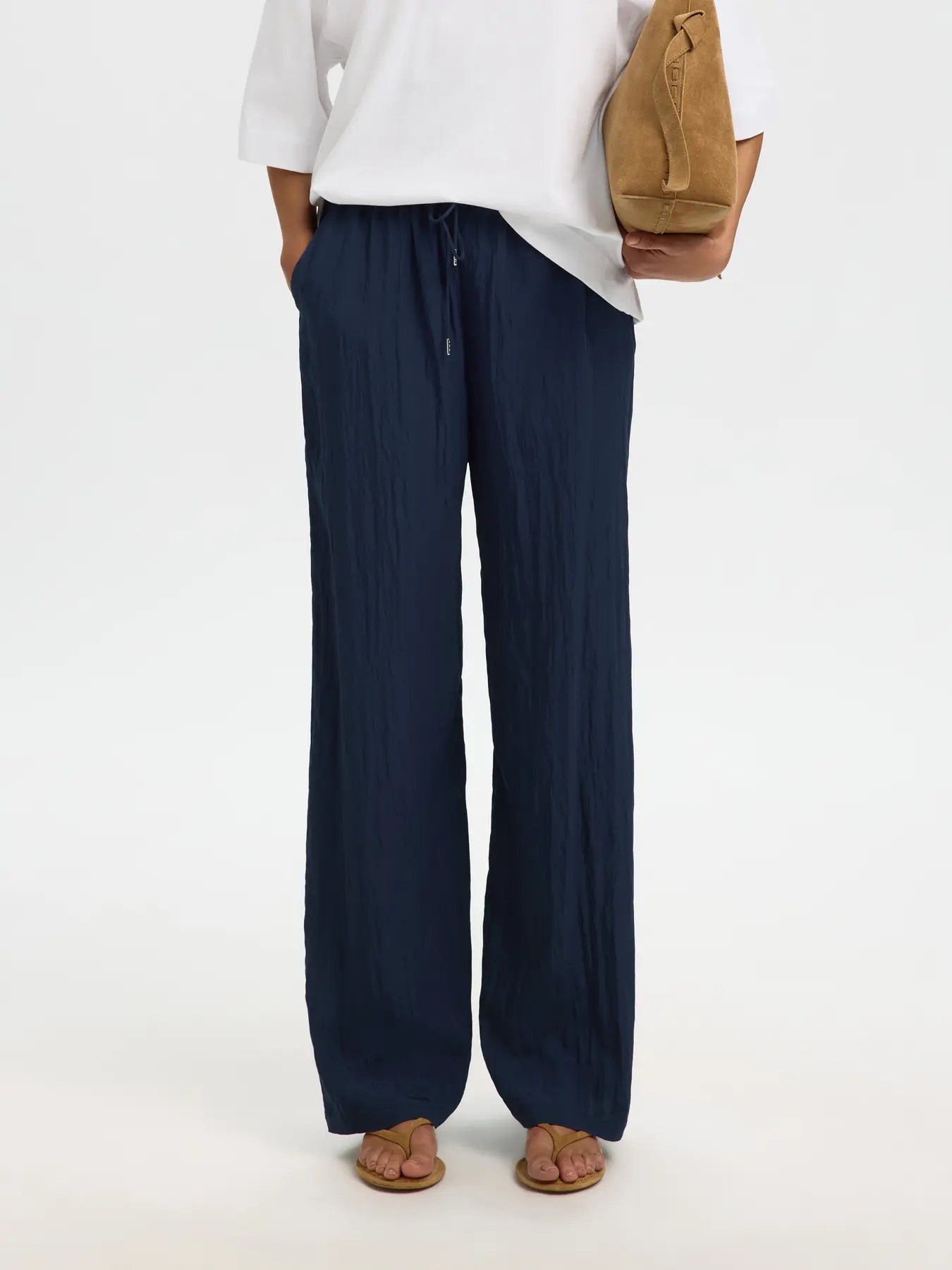 Fiona High Waisted String Pant - Dark Sapphire