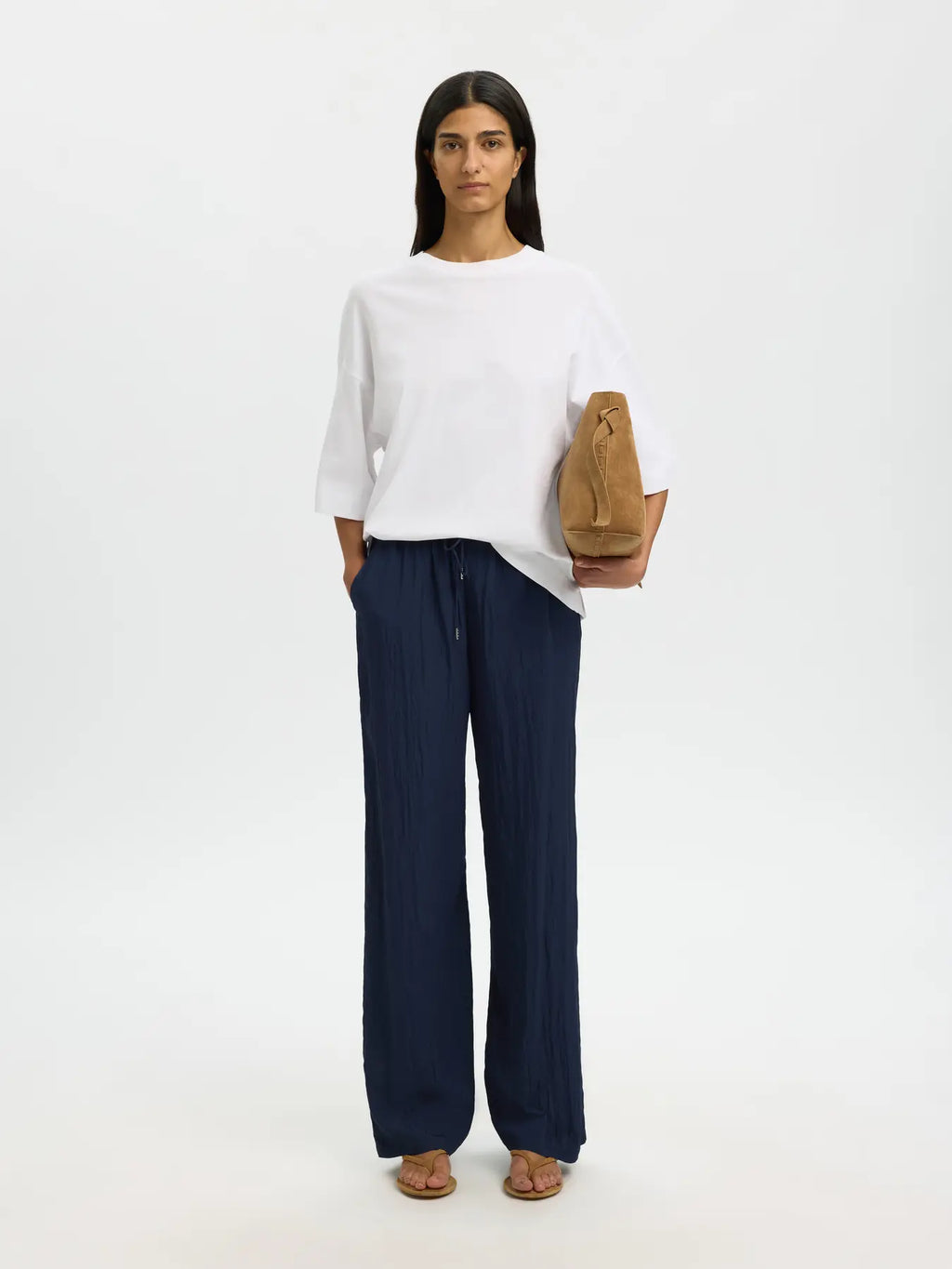 Fiona High Waisted String Pant - Dark Sapphire