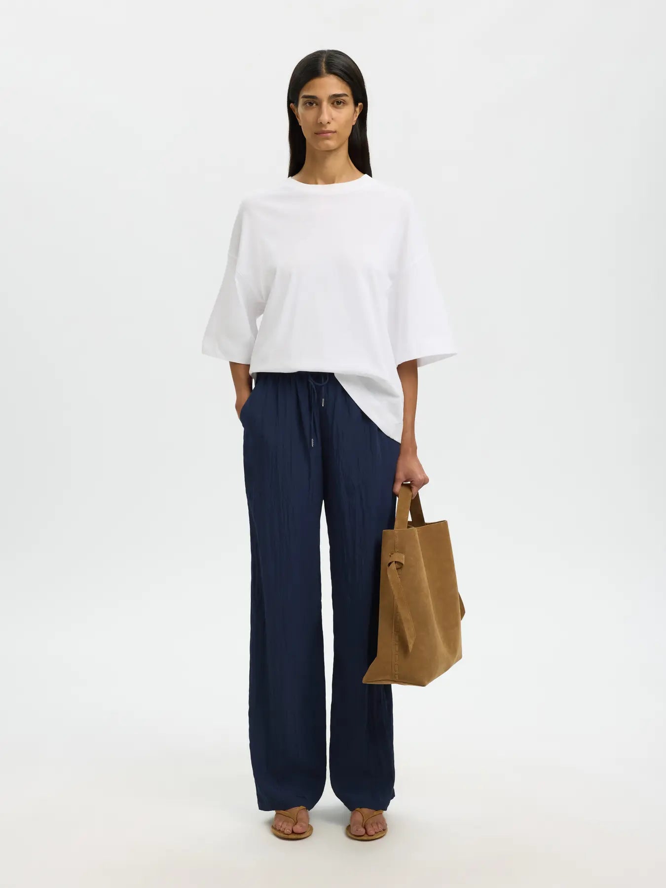 Fiona High Waisted String Pant - Dark Sapphire