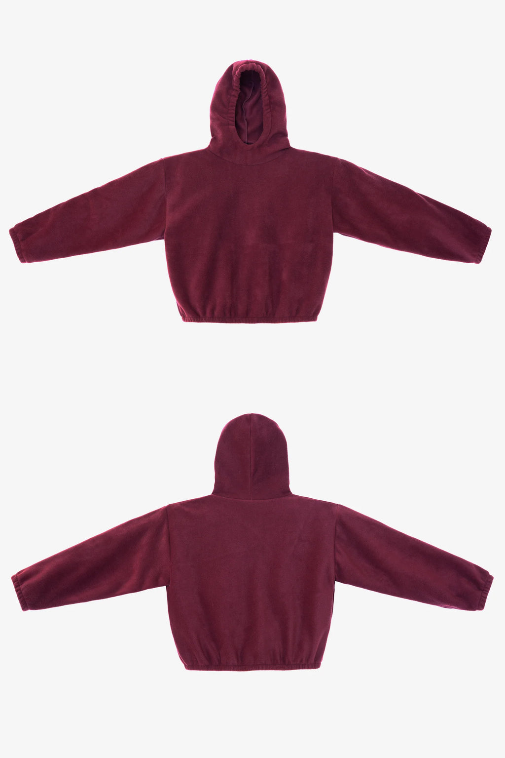 Polar Fleece Pullover Hoodie - Bordeaux