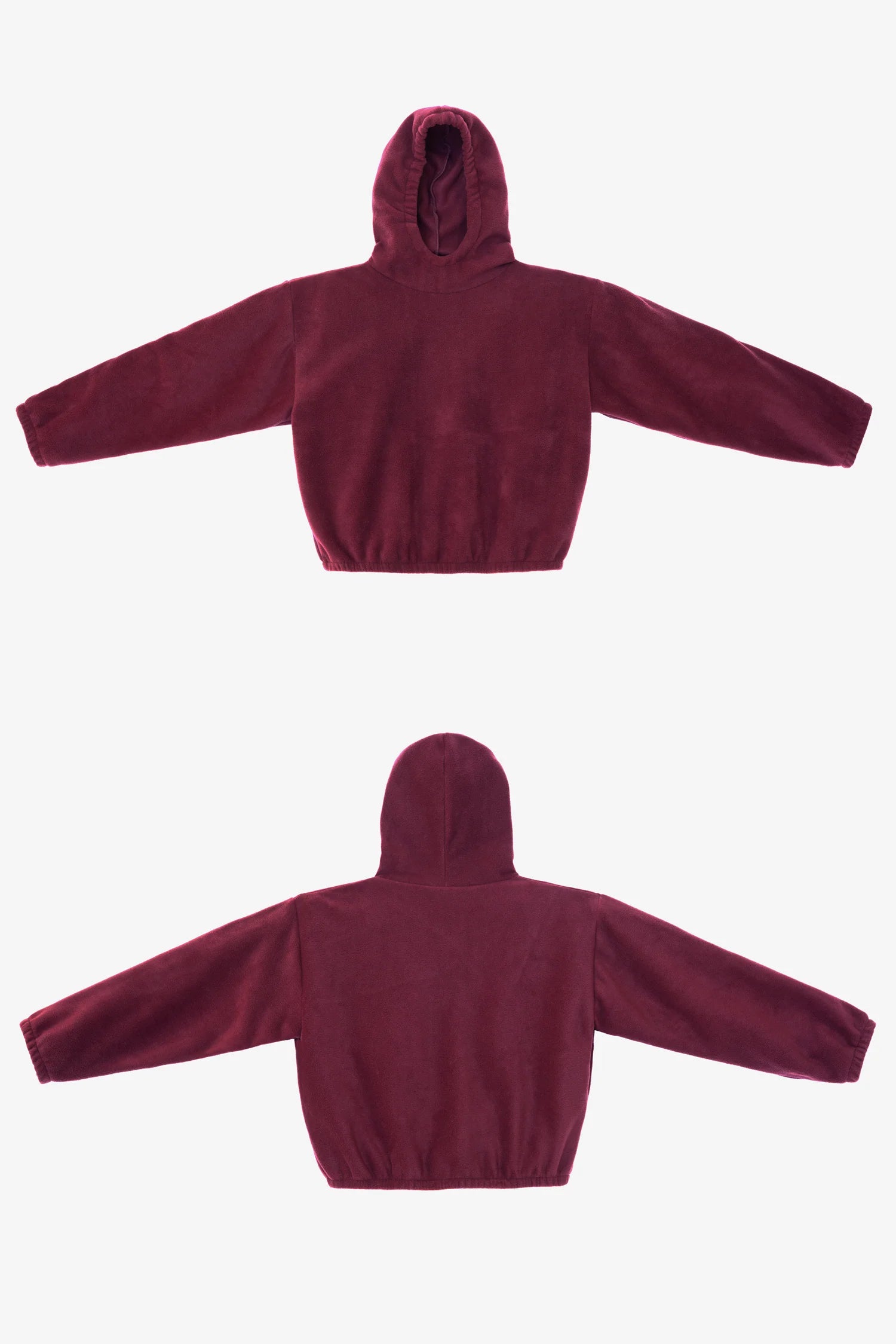 Polar Fleece Pullover Hoodie - Bordeaux