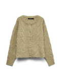 Ingrid O-Neck Cable Cardigan - Oil Green Melagne