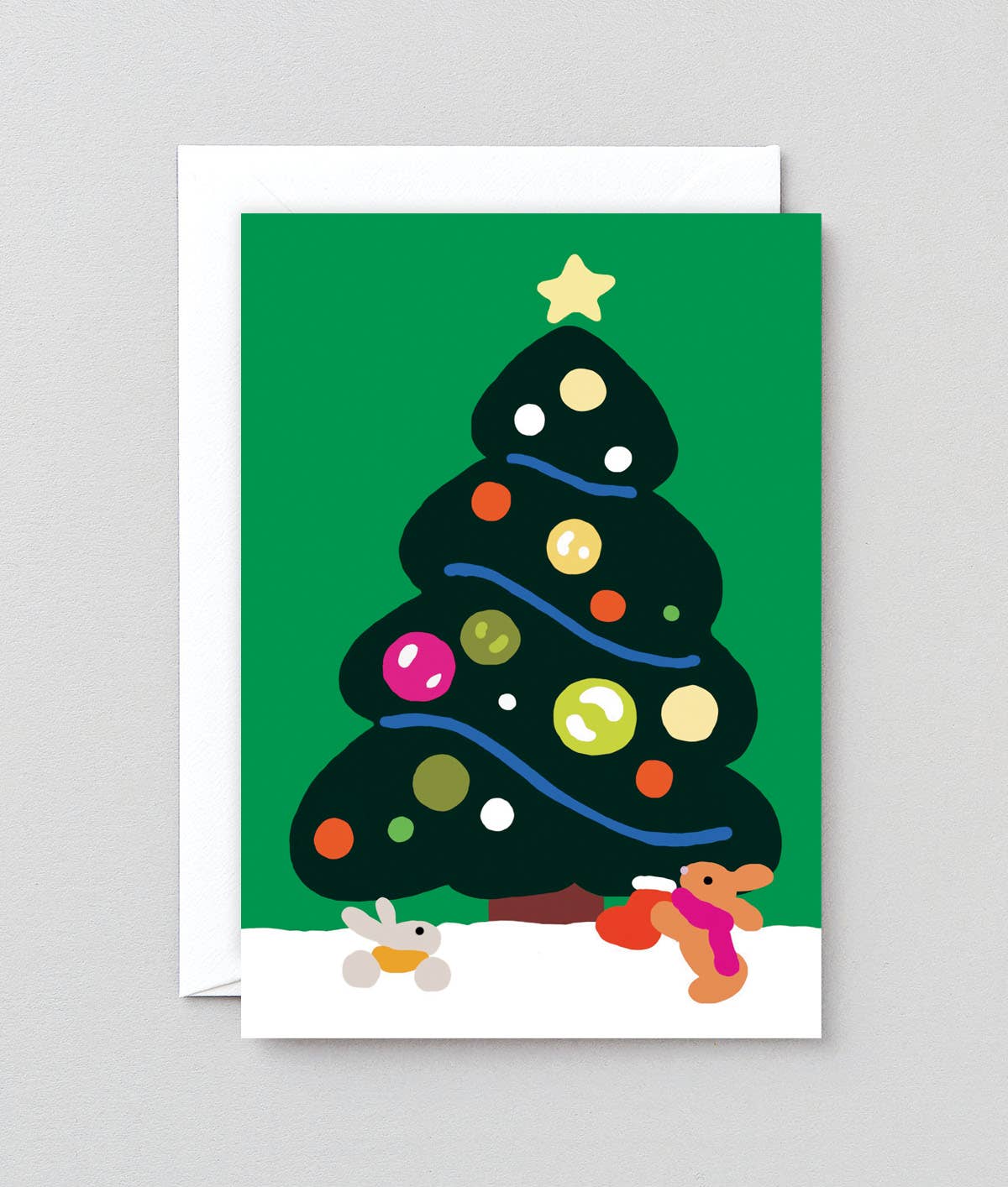 Rabbits and Tree Holiday Greeting Card
