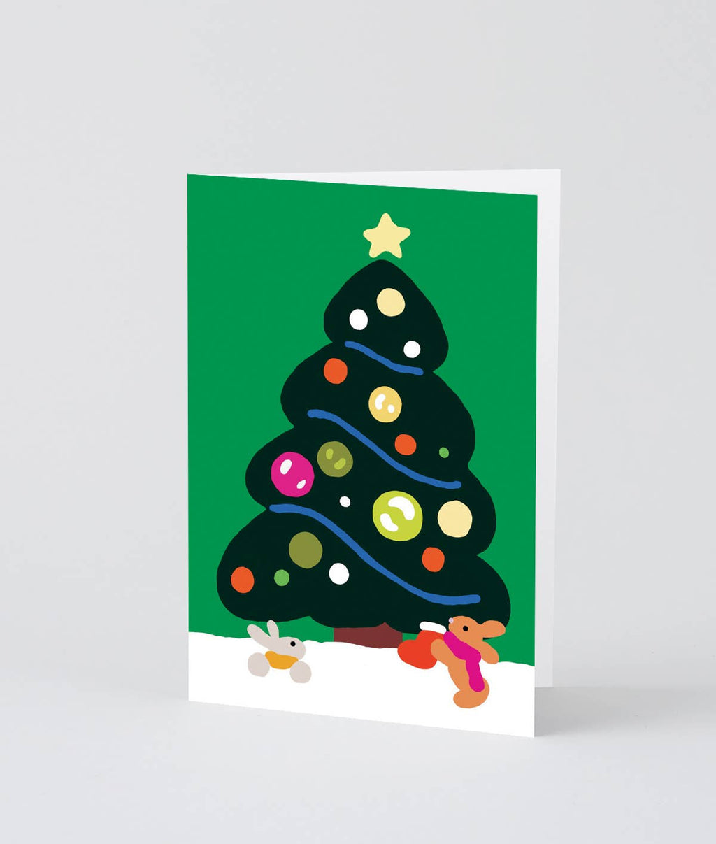 Rabbits and Tree Holiday Greeting Card