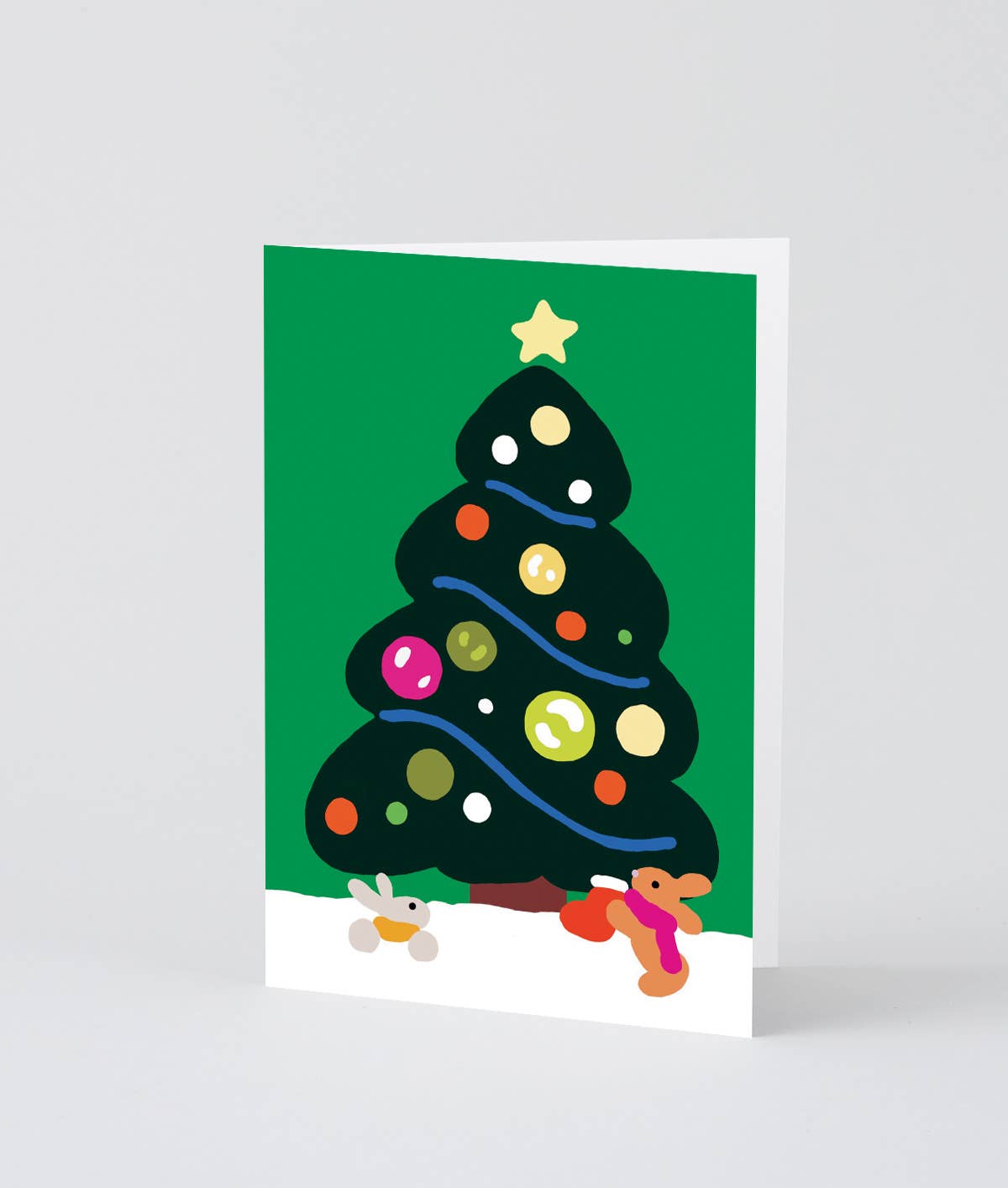 Rabbits and Tree Holiday Greeting Card