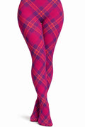 Raspberry Tartan Printed Tights
