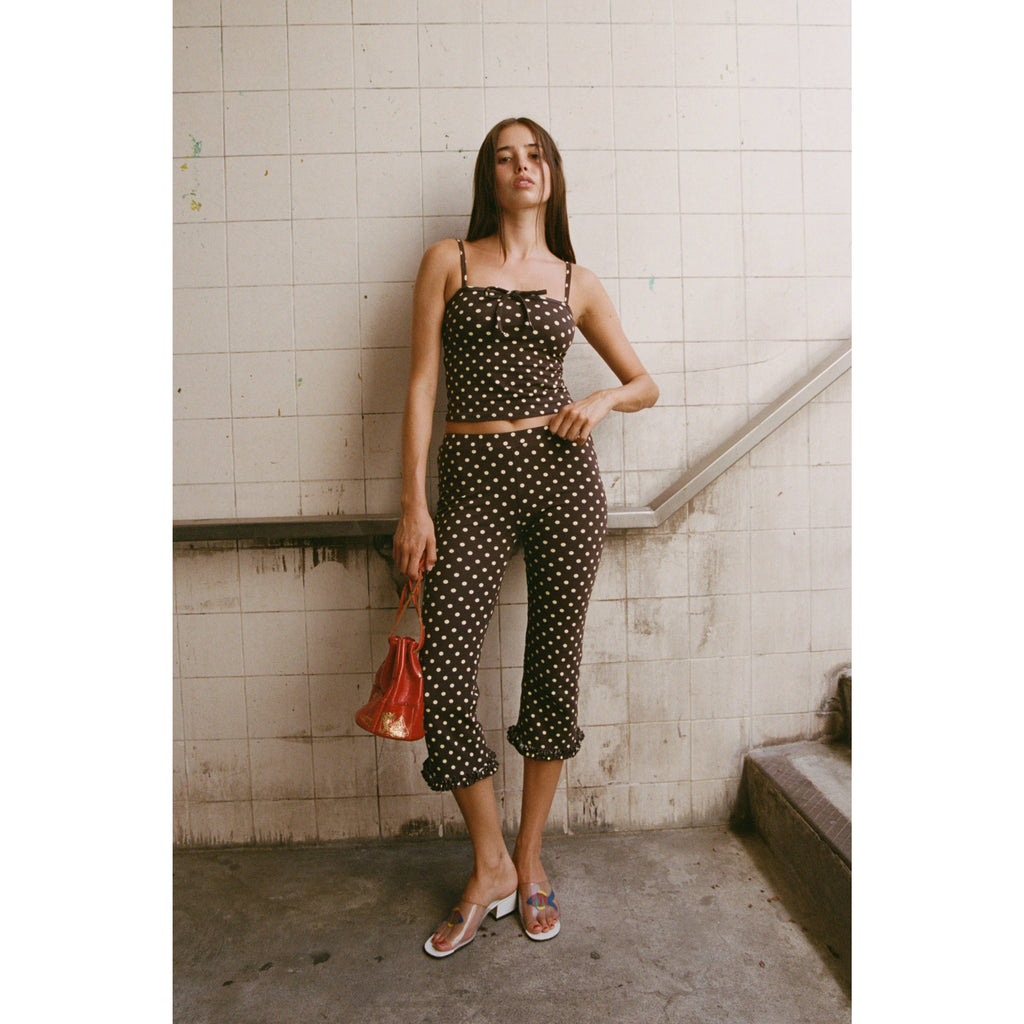 Ruffle Capri - Espresso Dot