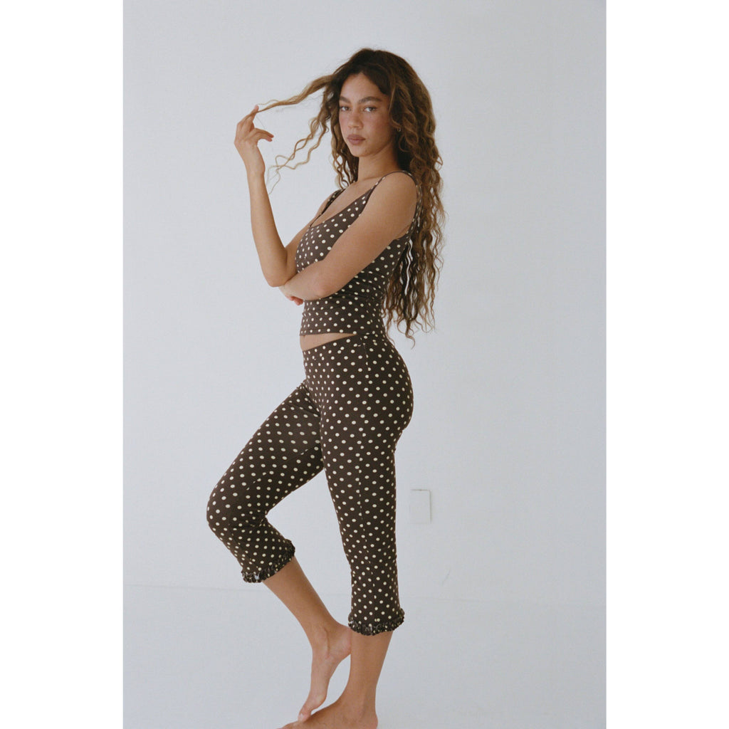Ruffle Capri - Espresso Dot