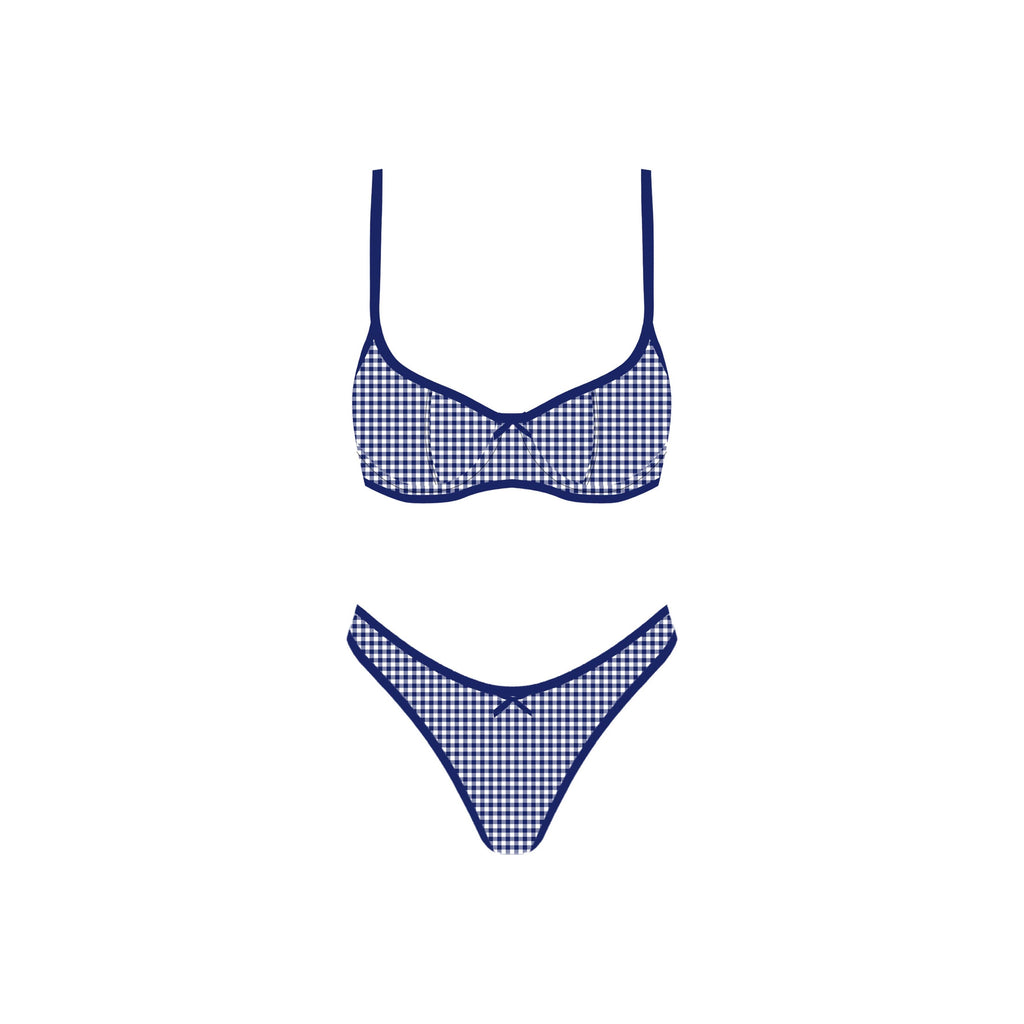 Seaside Picnic Bikini Set - Blue Checker