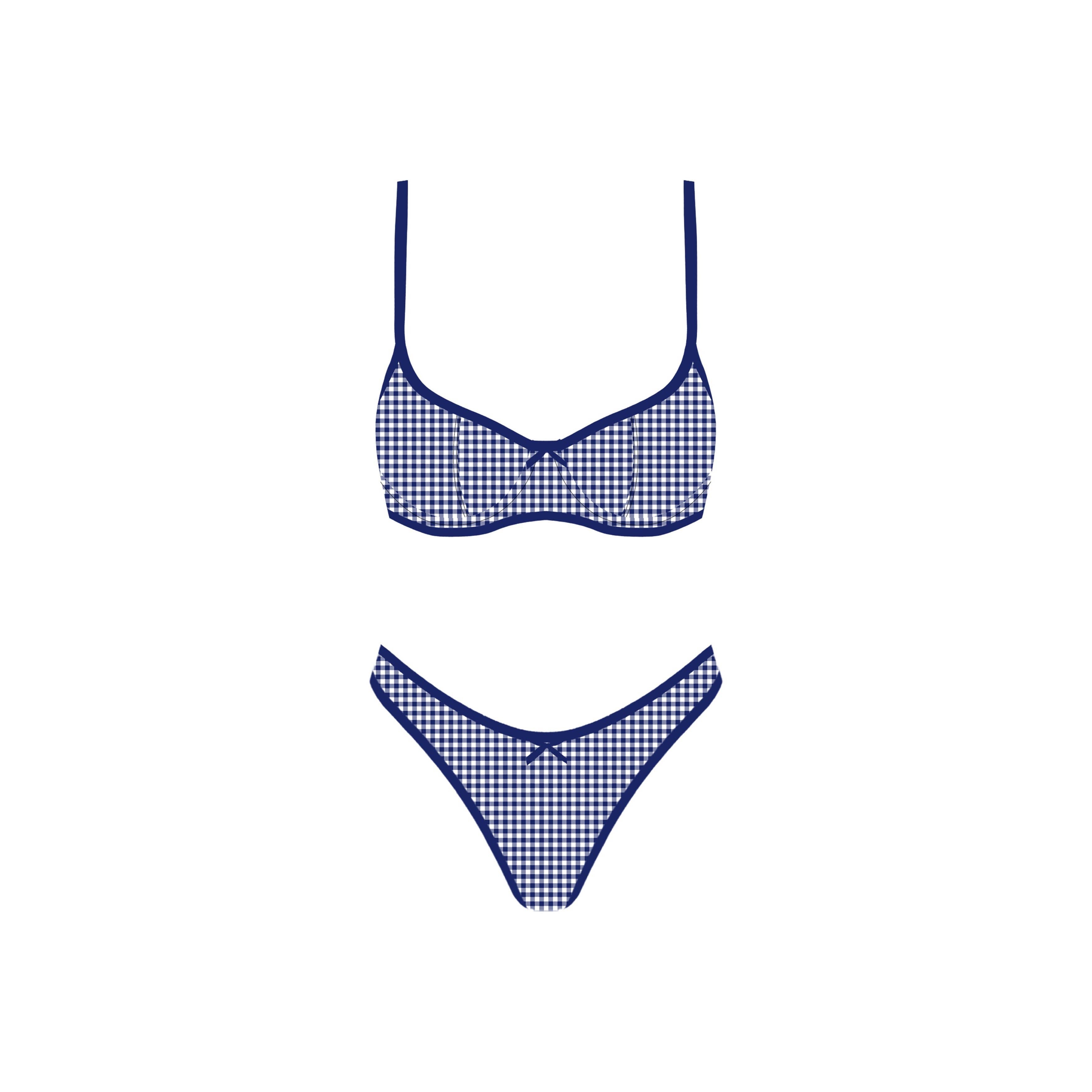Seaside Picnic Bikini Set - Blue Checker