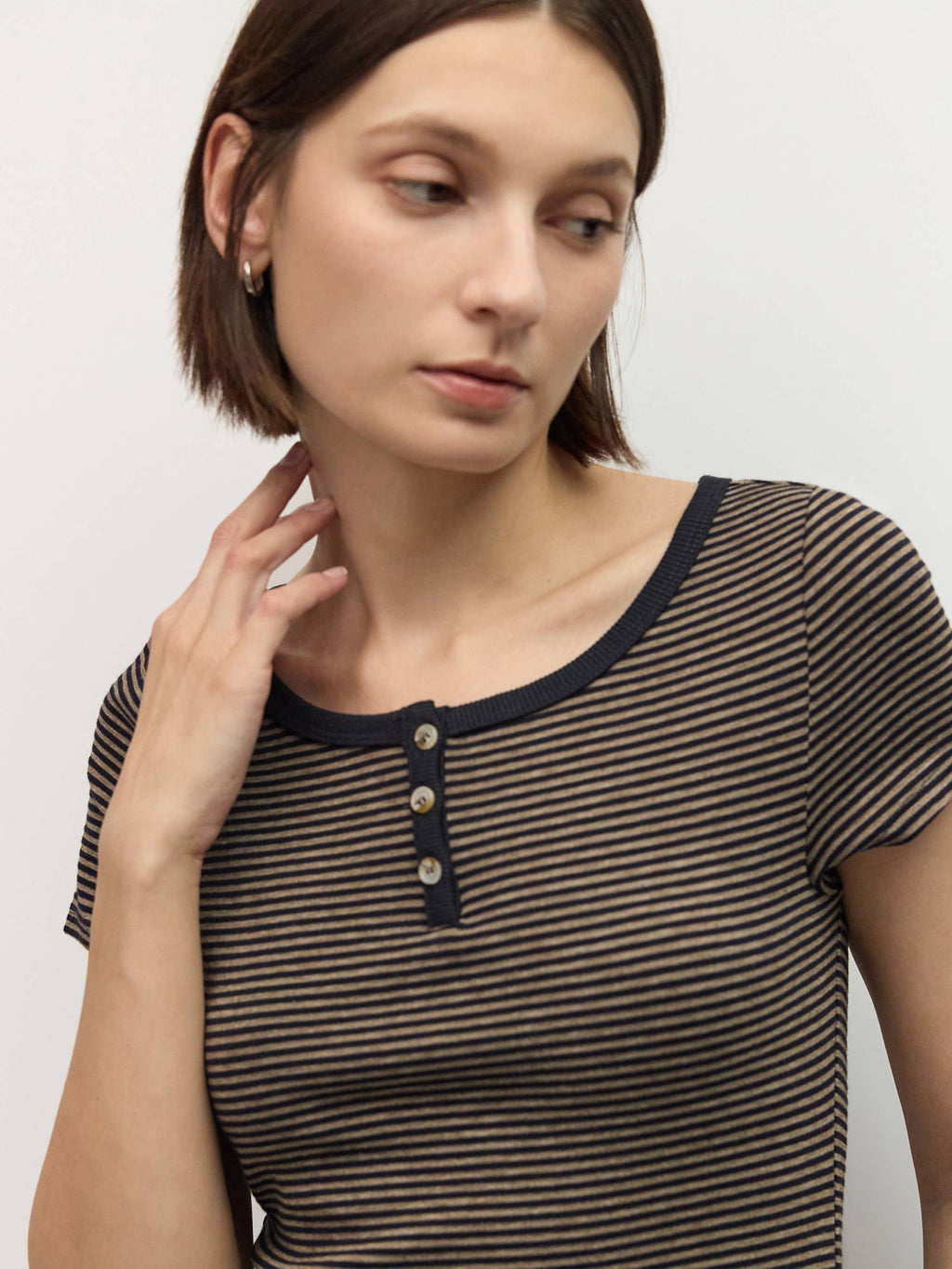 The Britney Top - Navy/Taupe