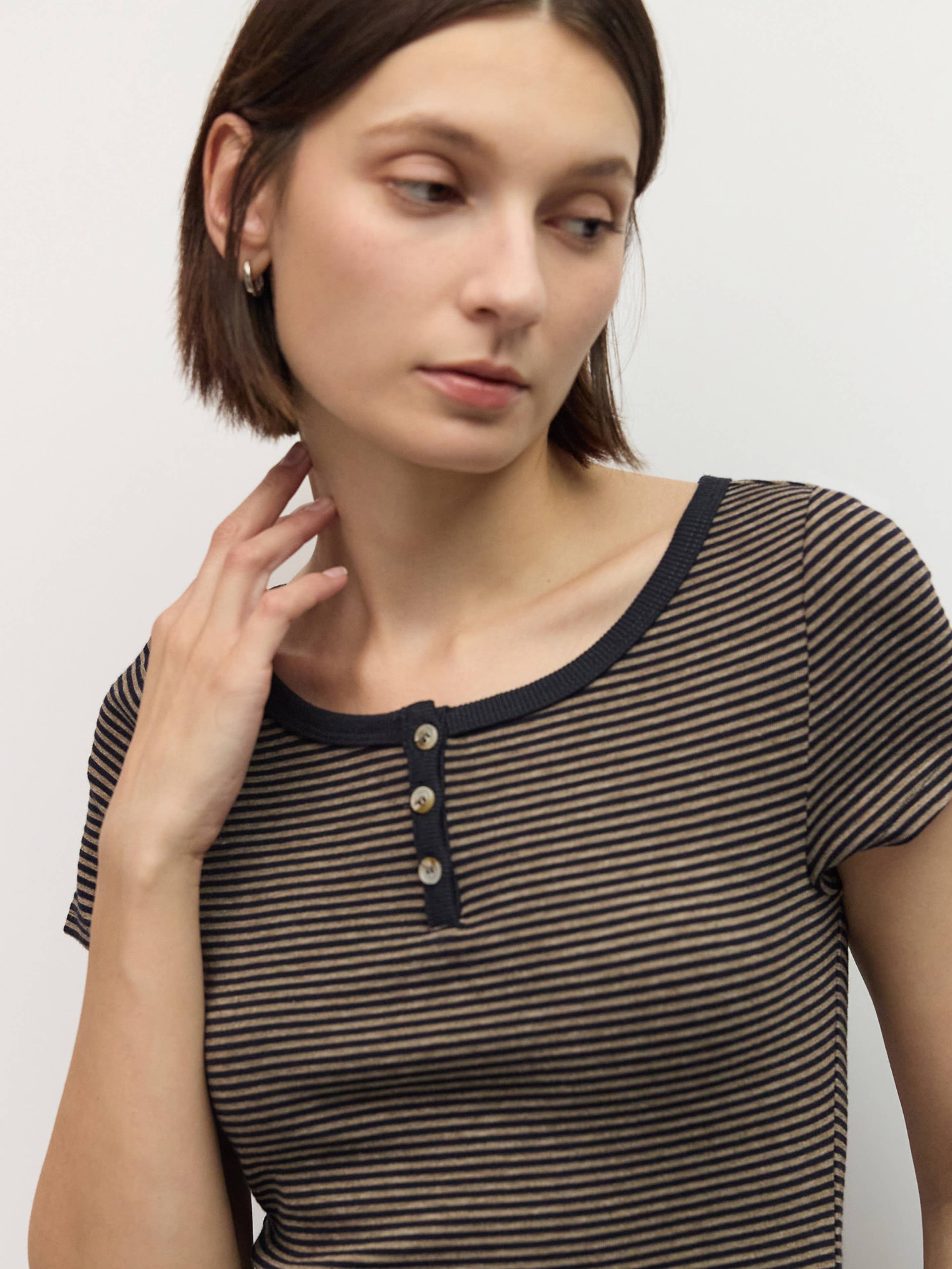 The Britney Top - Navy/Taupe