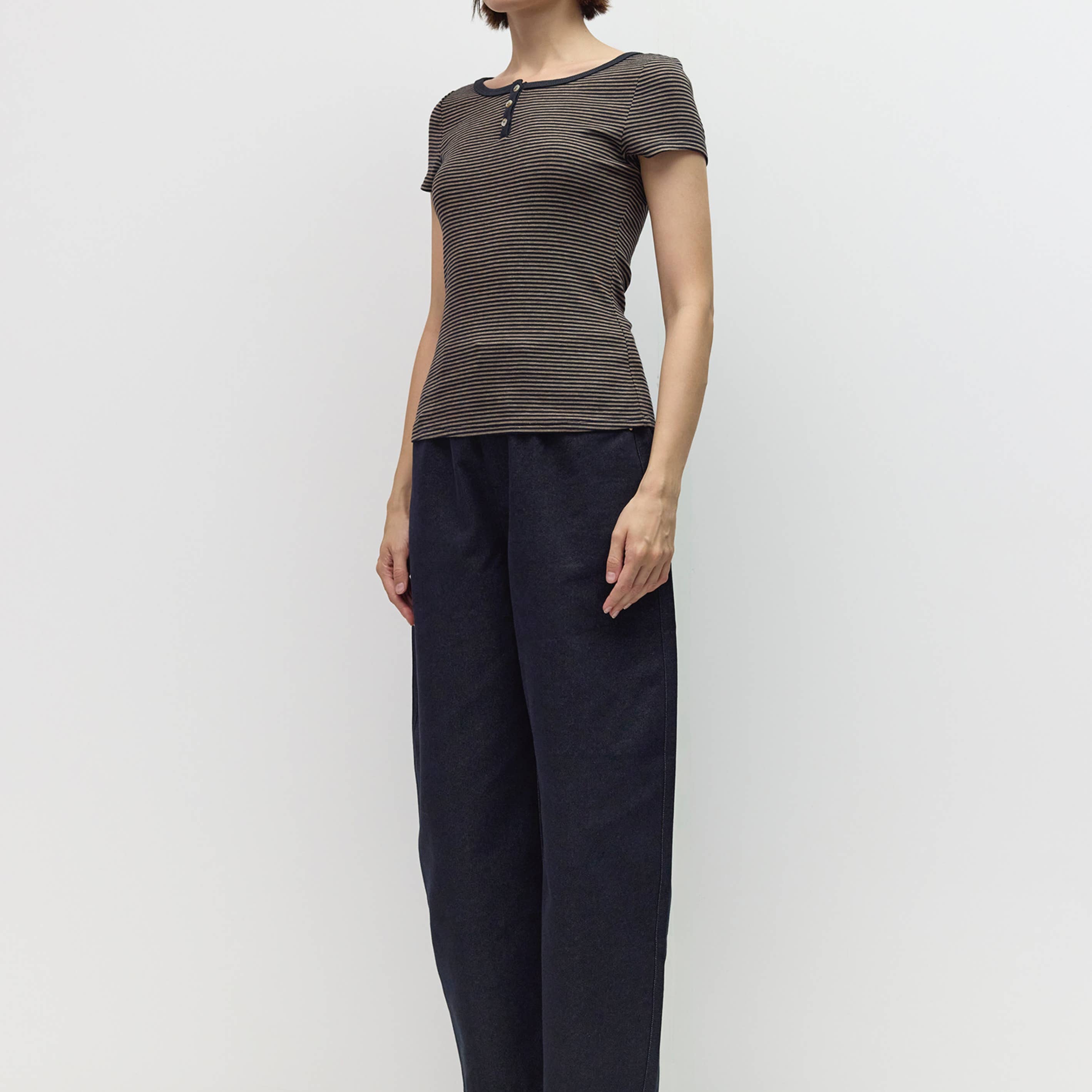The Britney Top - Navy/Taupe