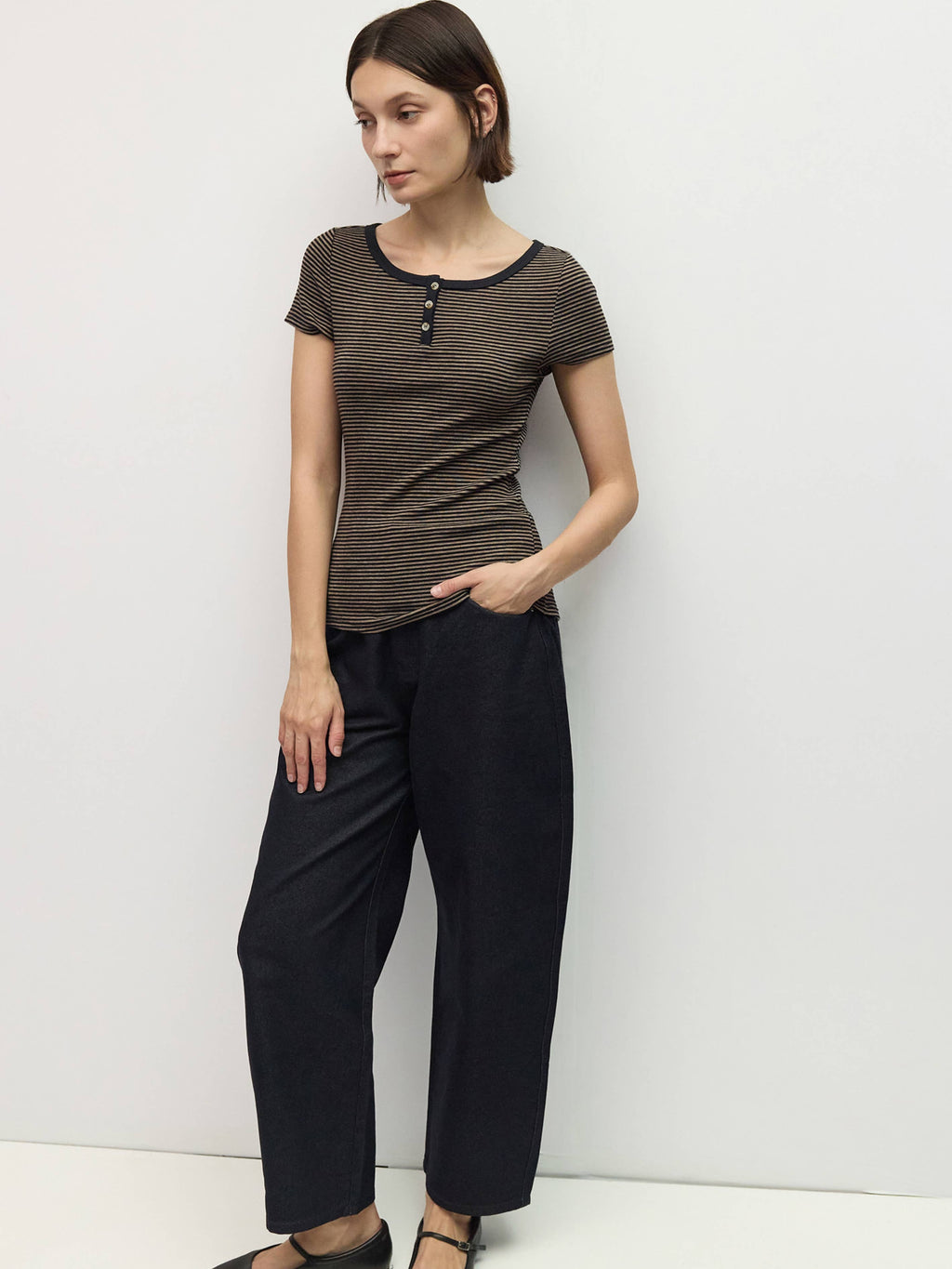 The Britney Top - Navy/Taupe