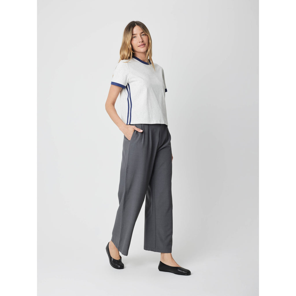 The Cait Top - Heather Grey/Navy